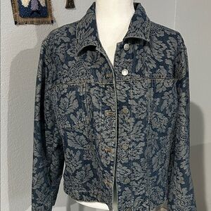 Chico's Blue Floral Jean Jacket